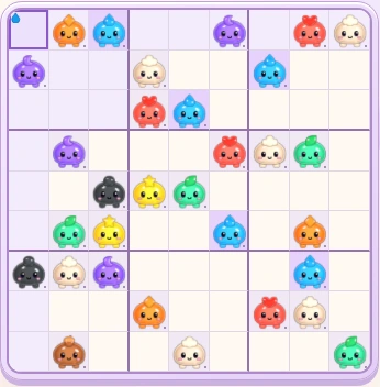 A small Blue note records a possible answer in the first cell of the jelly Sudoku board